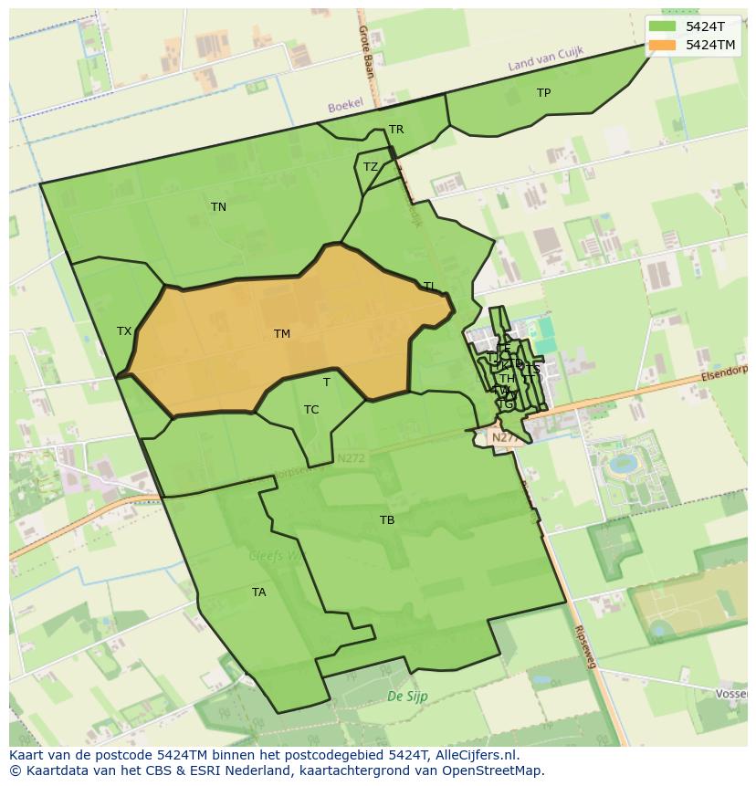 Afbeelding van het postcodegebied 5424 TM op de kaart.