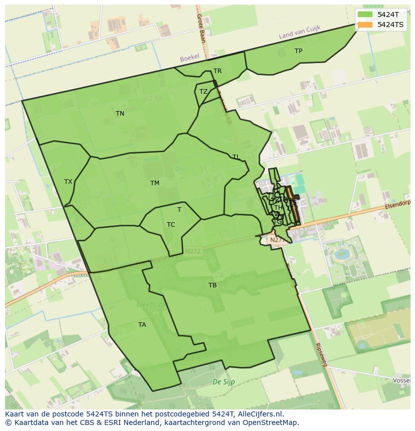 Afbeelding van het postcodegebied 5424 TS op de kaart.