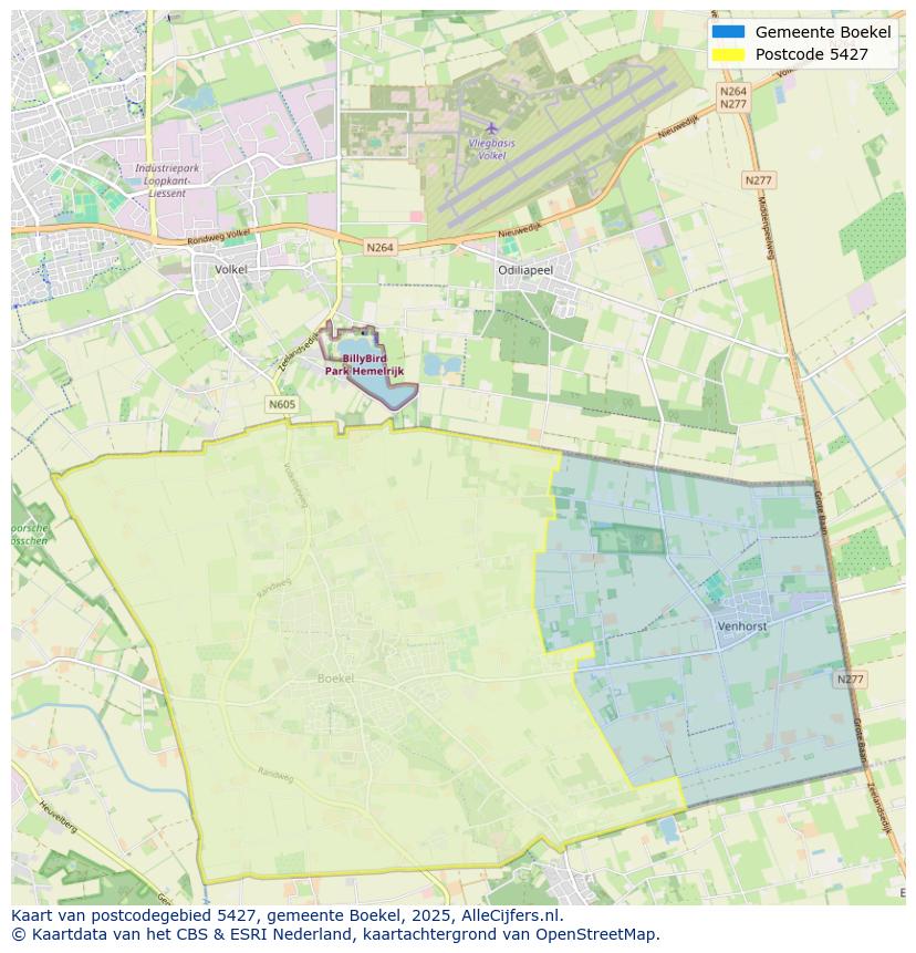 Afbeelding van het postcodegebied 5427 op de kaart.