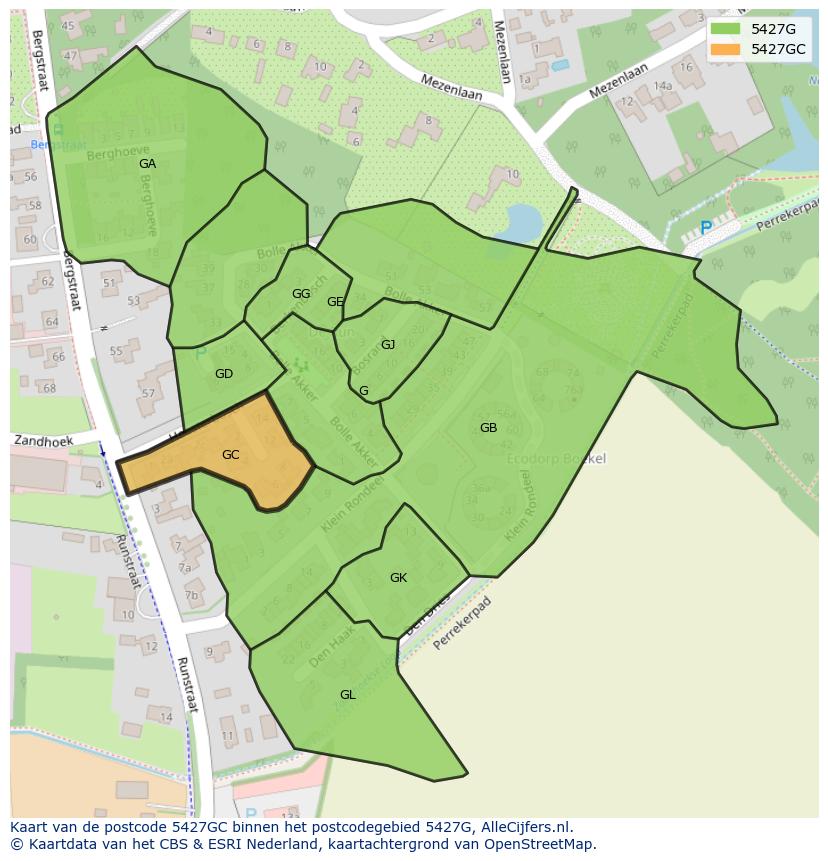 Afbeelding van het postcodegebied 5427 GC op de kaart.