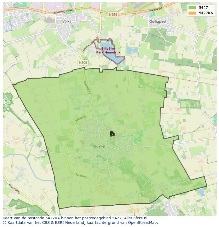 Afbeelding van het postcodegebied 5427 KA op de kaart.