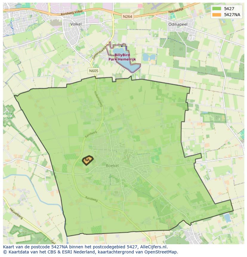 Afbeelding van het postcodegebied 5427 NA op de kaart.