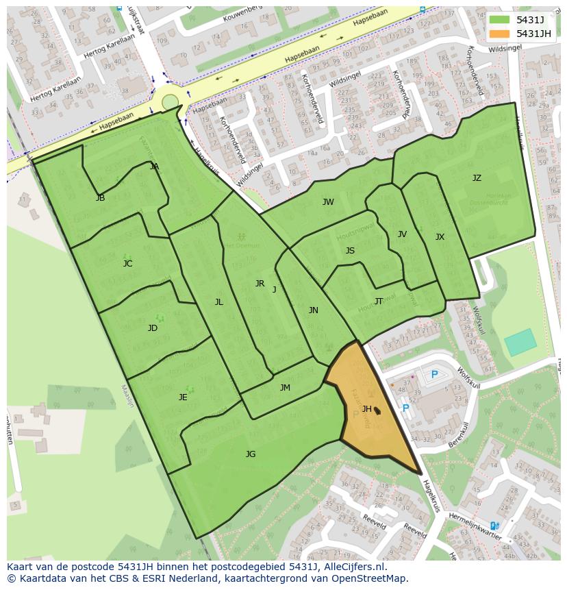 Afbeelding van het postcodegebied 5431 JH op de kaart.