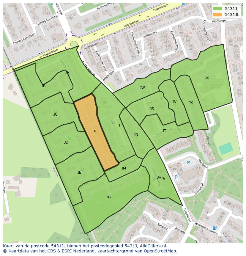 Afbeelding van het postcodegebied 5431 JL op de kaart.