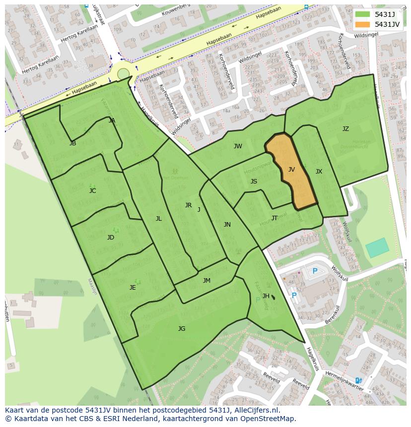 Afbeelding van het postcodegebied 5431 JV op de kaart.