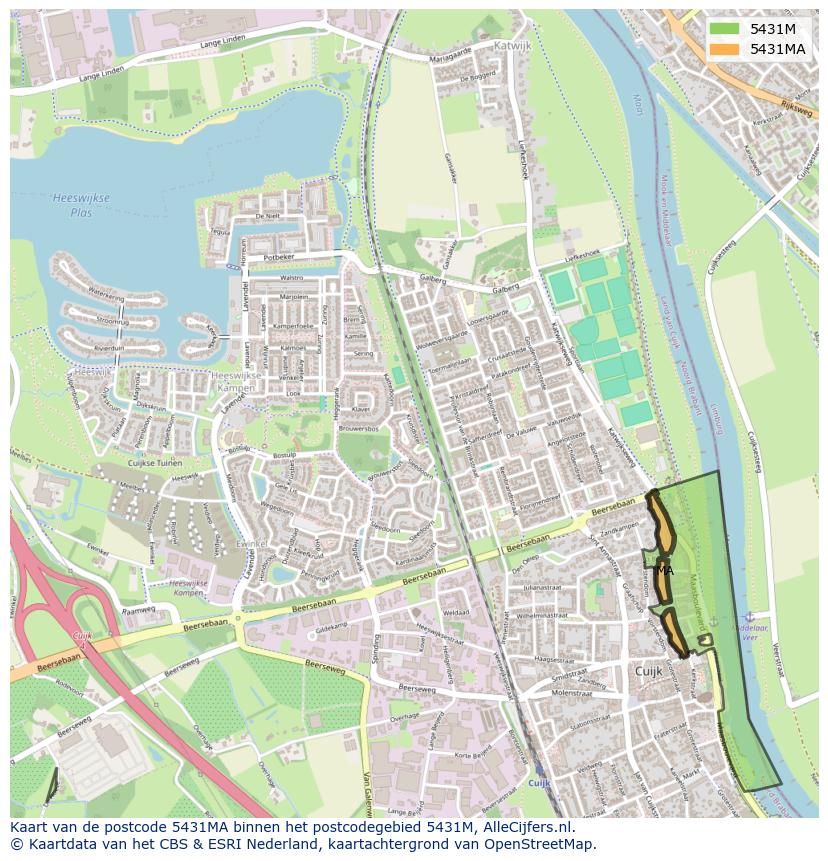 Afbeelding van het postcodegebied 5431 MA op de kaart.