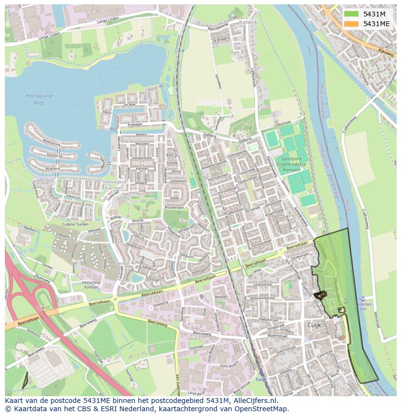 Afbeelding van het postcodegebied 5431 ME op de kaart.