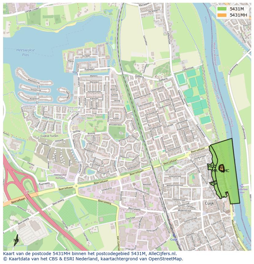 Afbeelding van het postcodegebied 5431 MH op de kaart.