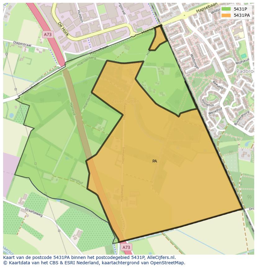 Afbeelding van het postcodegebied 5431 PA op de kaart.