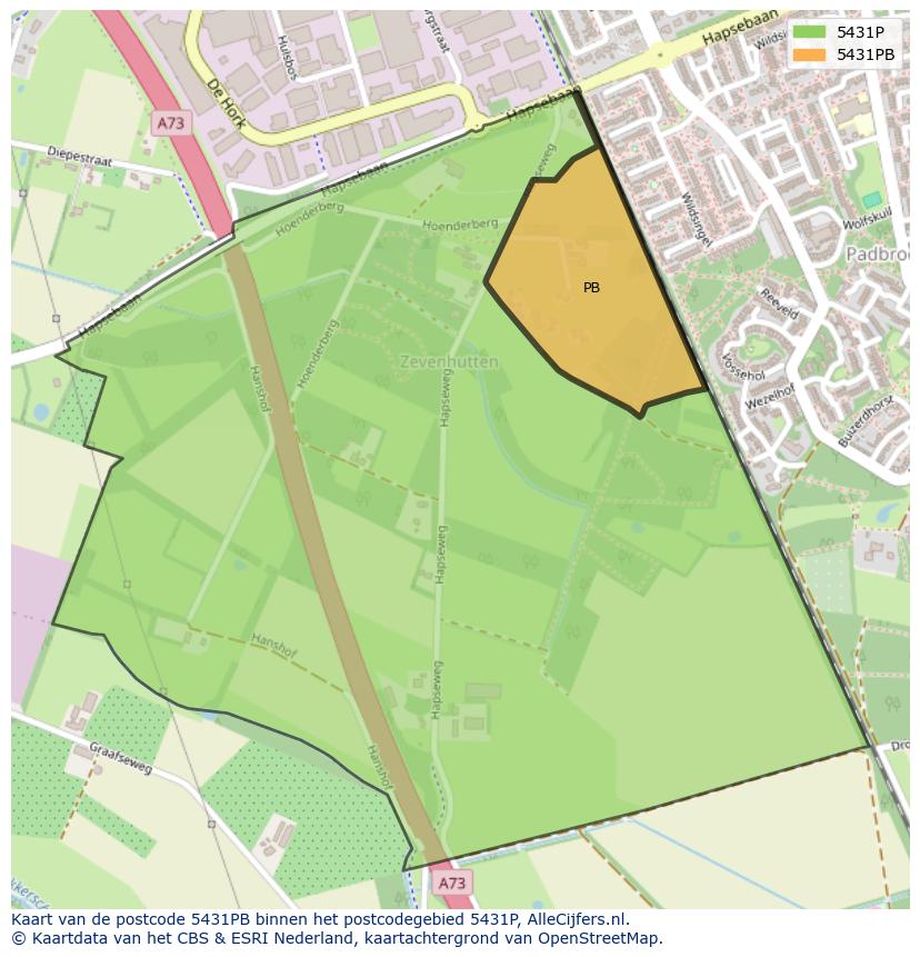Afbeelding van het postcodegebied 5431 PB op de kaart.