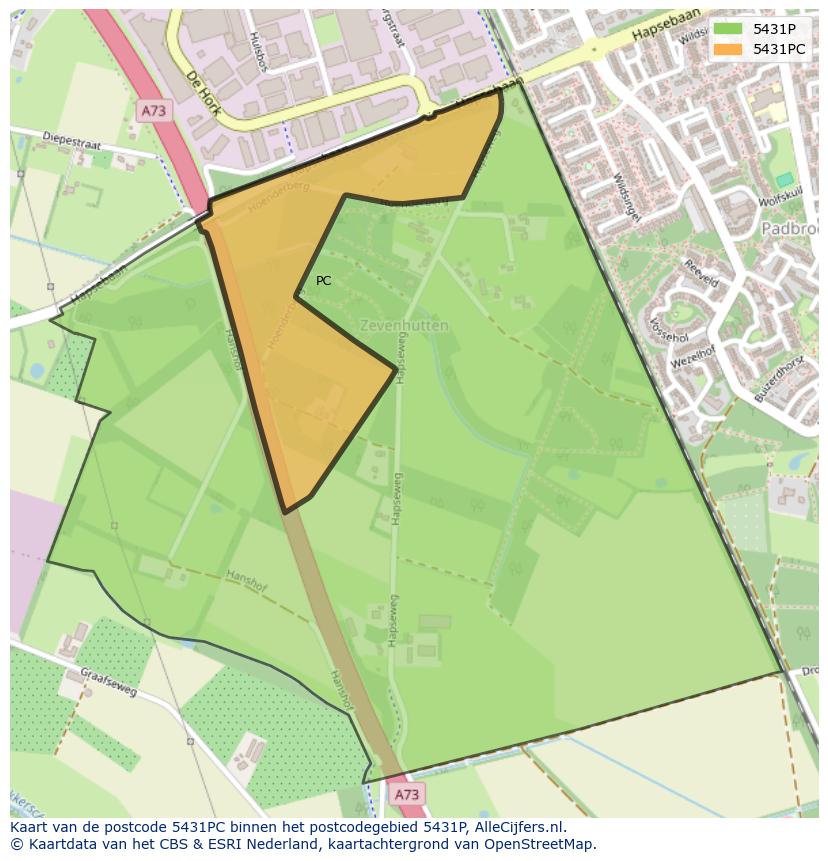Afbeelding van het postcodegebied 5431 PC op de kaart.