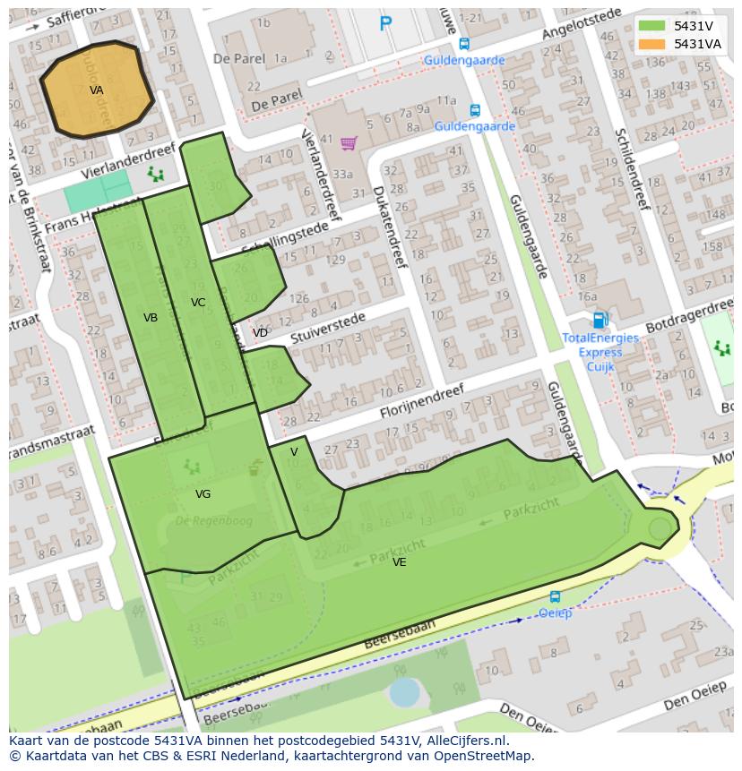 Afbeelding van het postcodegebied 5431 VA op de kaart.