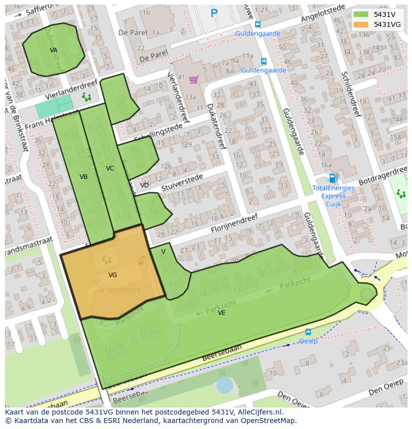 Afbeelding van het postcodegebied 5431 VG op de kaart.