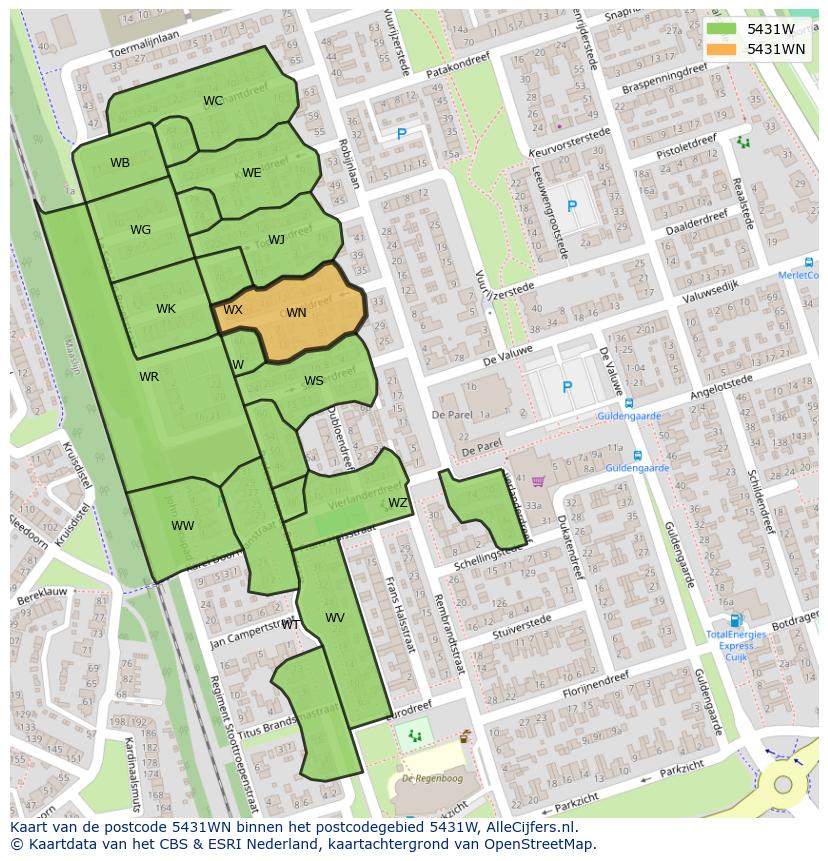 Afbeelding van het postcodegebied 5431 WN op de kaart.