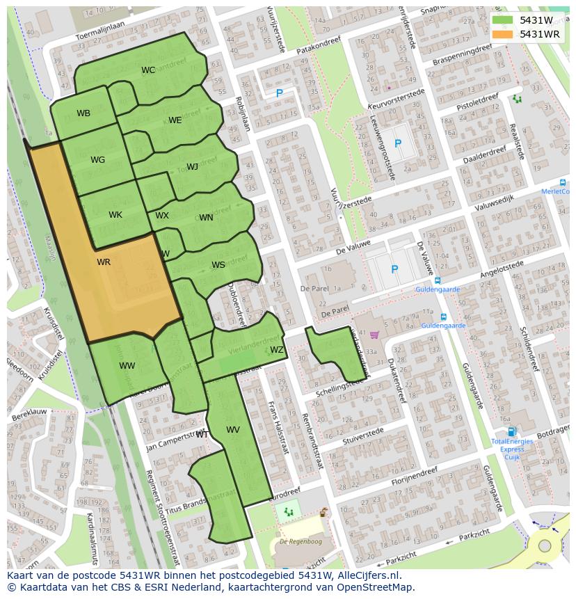 Afbeelding van het postcodegebied 5431 WR op de kaart.