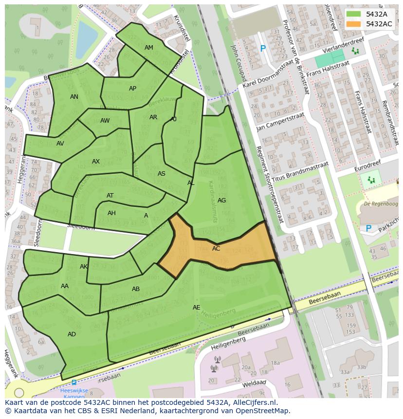 Afbeelding van het postcodegebied 5432 AC op de kaart.