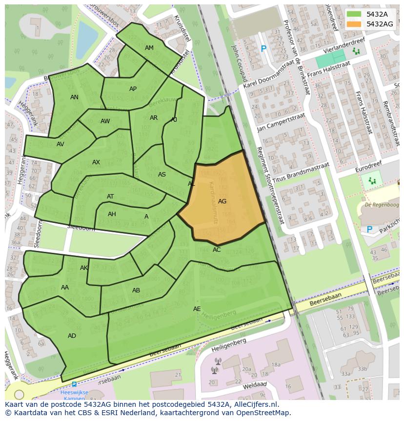 Afbeelding van het postcodegebied 5432 AG op de kaart.