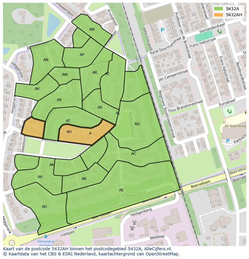 Afbeelding van het postcodegebied 5432 AH op de kaart.