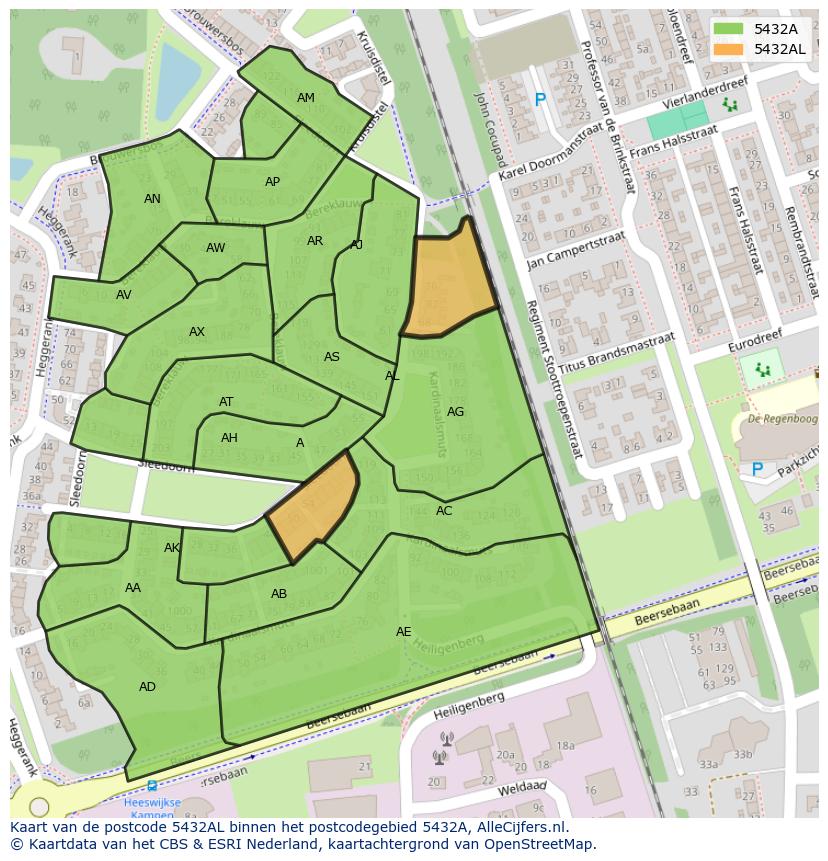 Afbeelding van het postcodegebied 5432 AL op de kaart.