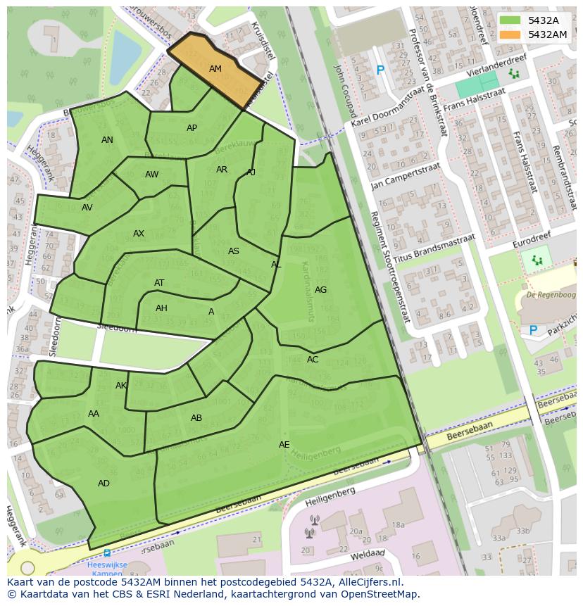 Afbeelding van het postcodegebied 5432 AM op de kaart.