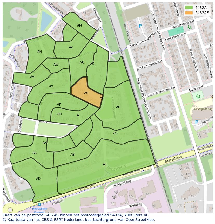 Afbeelding van het postcodegebied 5432 AS op de kaart.