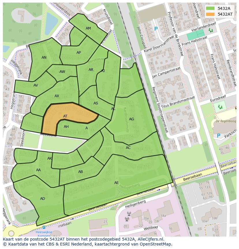 Afbeelding van het postcodegebied 5432 AT op de kaart.