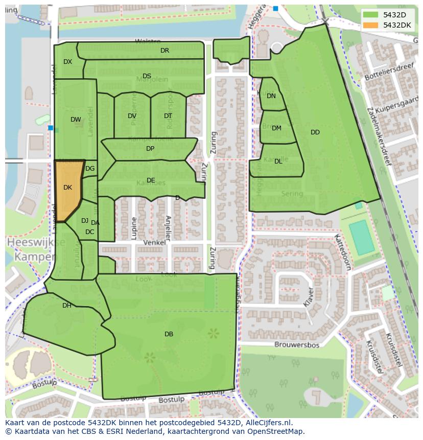 Afbeelding van het postcodegebied 5432 DK op de kaart.