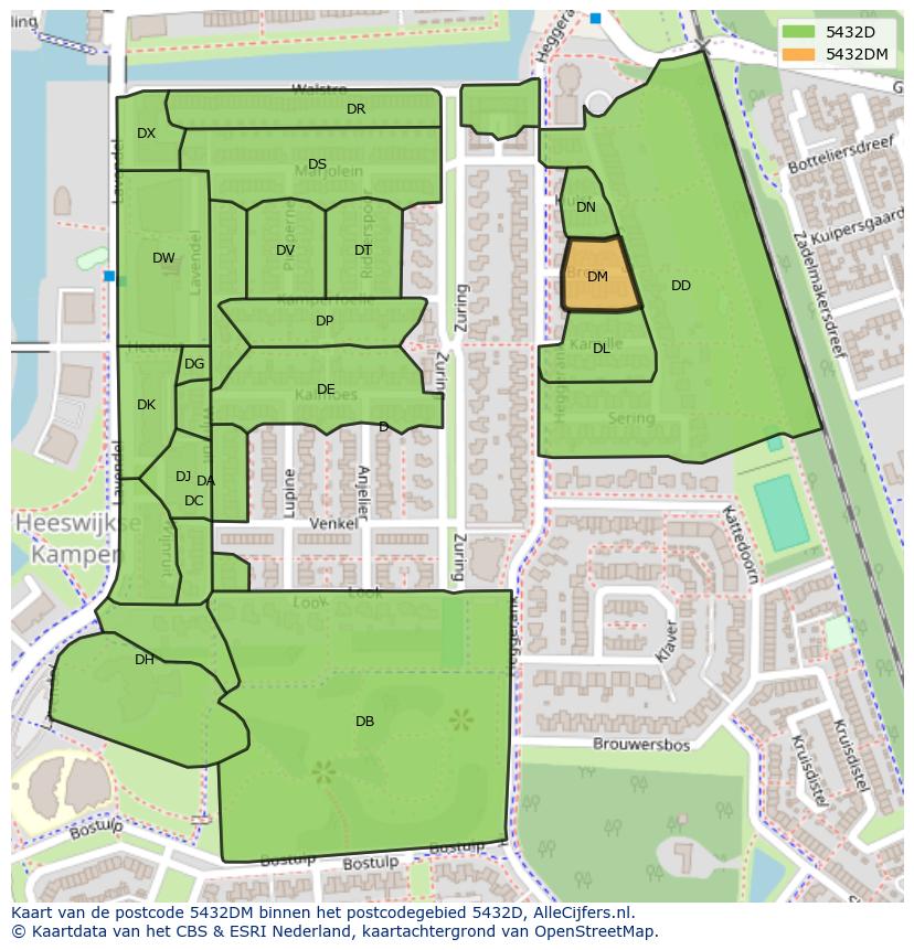 Afbeelding van het postcodegebied 5432 DM op de kaart.