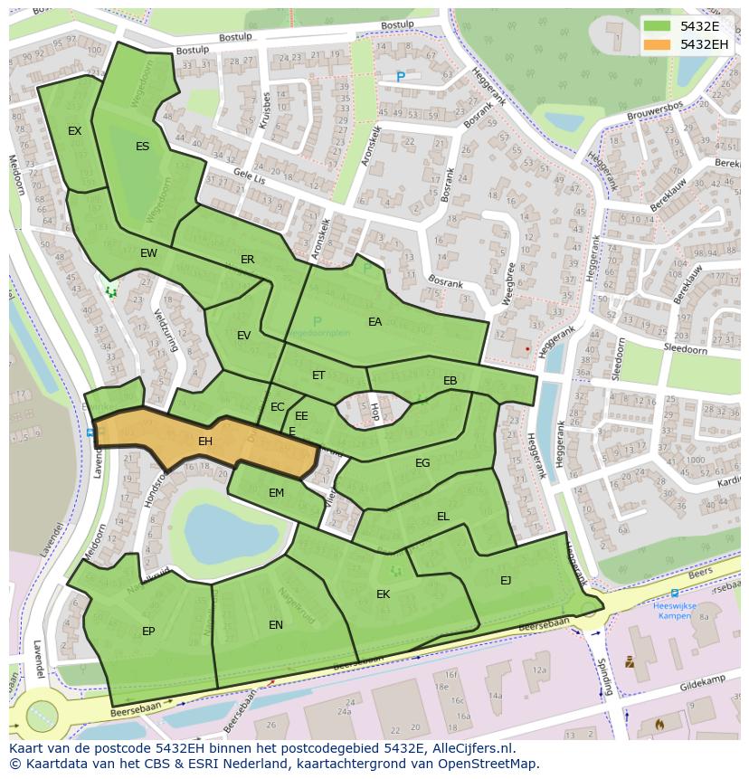 Afbeelding van het postcodegebied 5432 EH op de kaart.