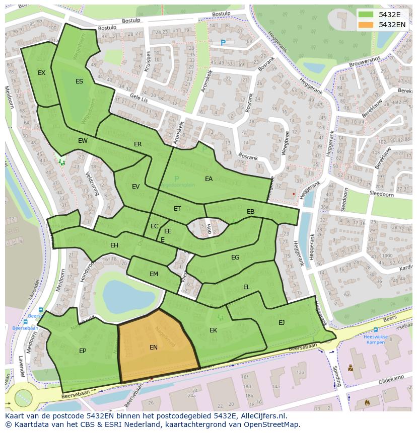 Afbeelding van het postcodegebied 5432 EN op de kaart.