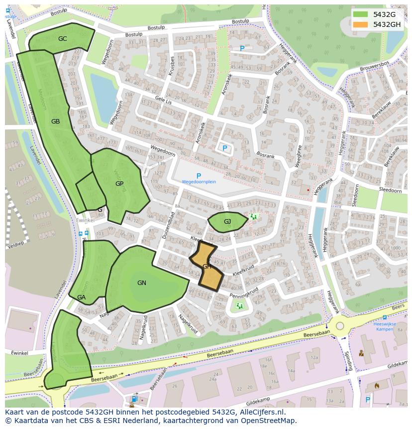 Afbeelding van het postcodegebied 5432 GH op de kaart.