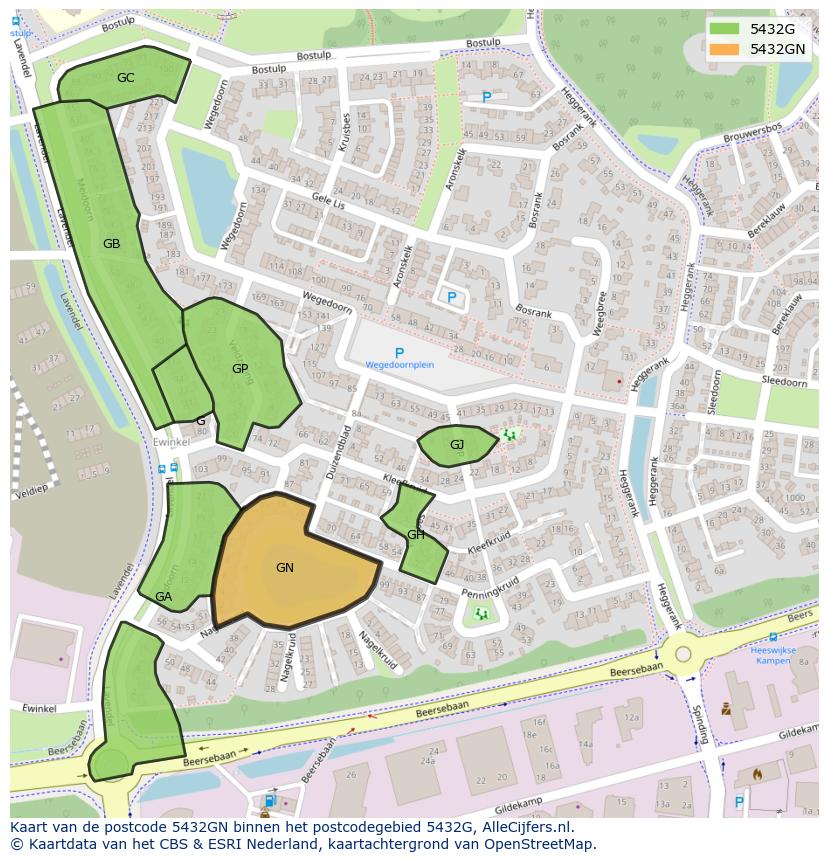 Afbeelding van het postcodegebied 5432 GN op de kaart.