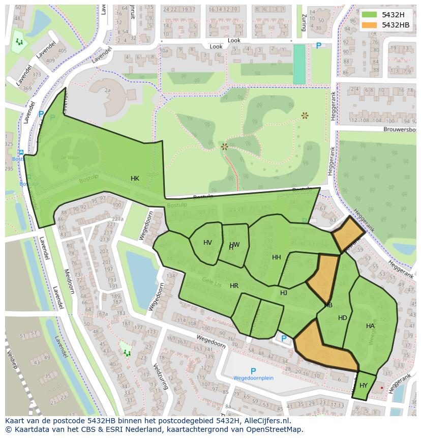 Afbeelding van het postcodegebied 5432 HB op de kaart.