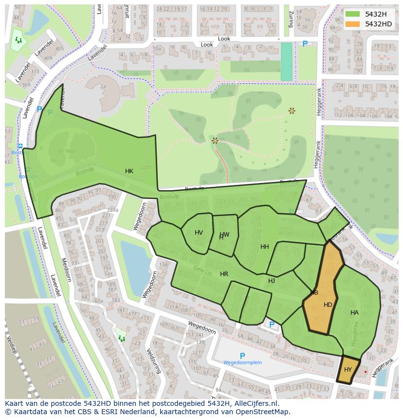 Afbeelding van het postcodegebied 5432 HD op de kaart.