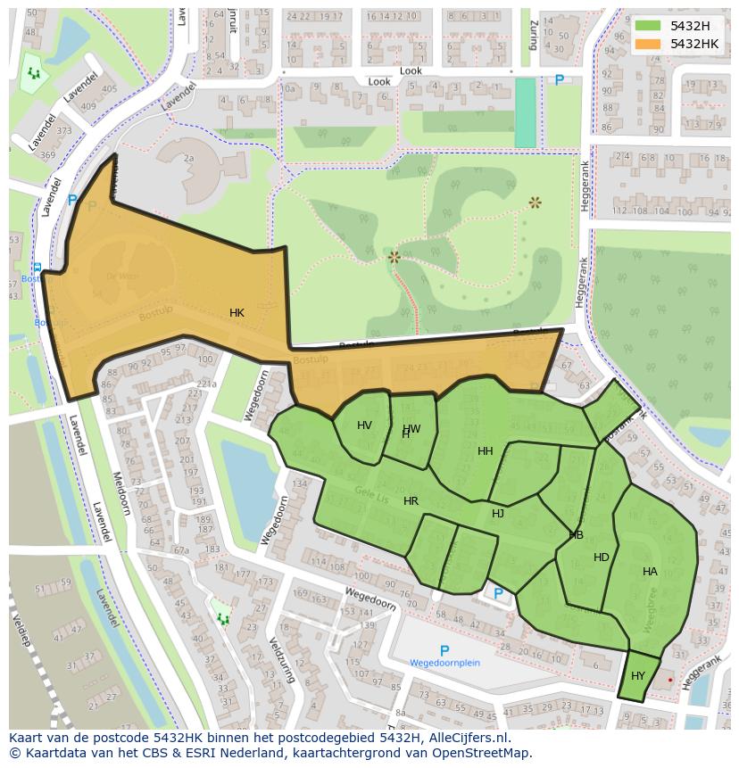 Afbeelding van het postcodegebied 5432 HK op de kaart.