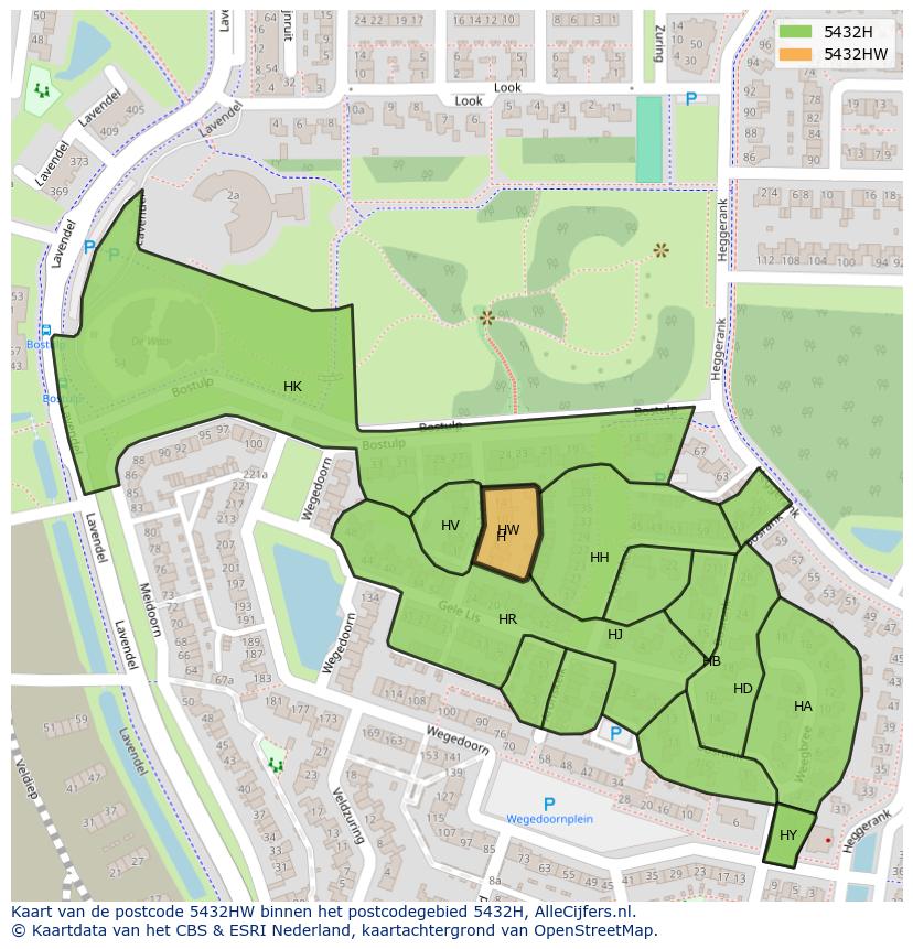 Afbeelding van het postcodegebied 5432 HW op de kaart.