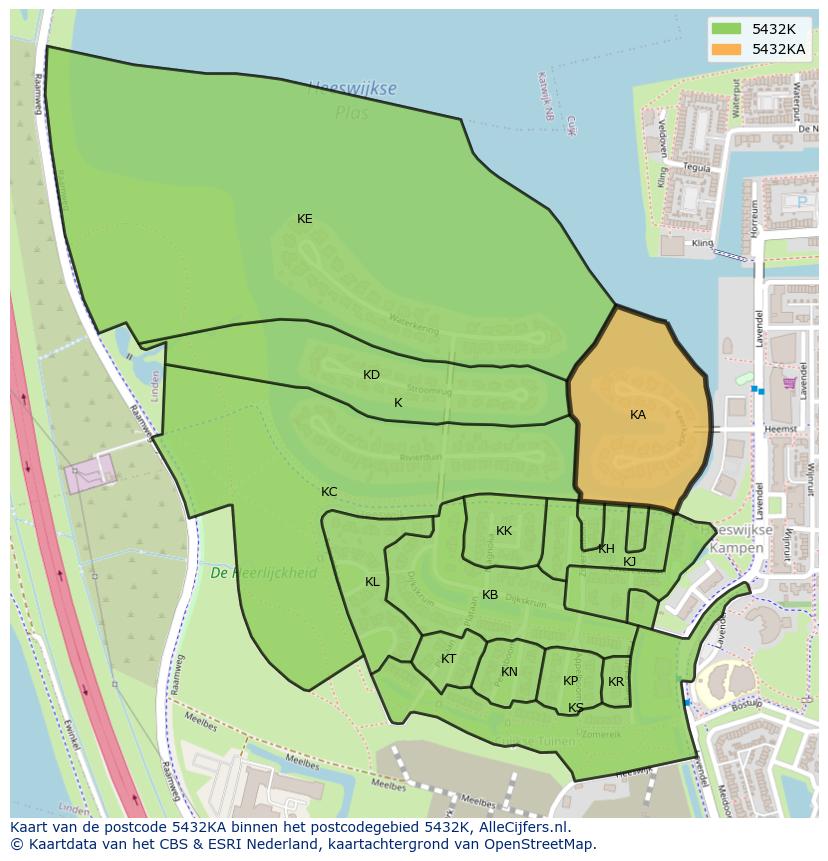 Afbeelding van het postcodegebied 5432 KA op de kaart.