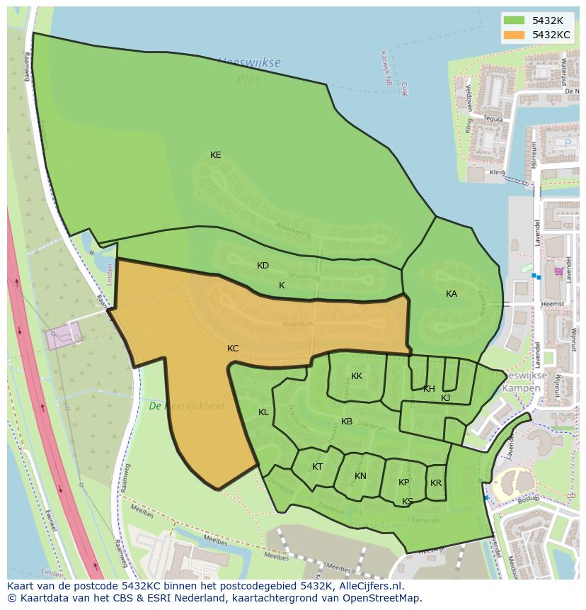 Afbeelding van het postcodegebied 5432 KC op de kaart.
