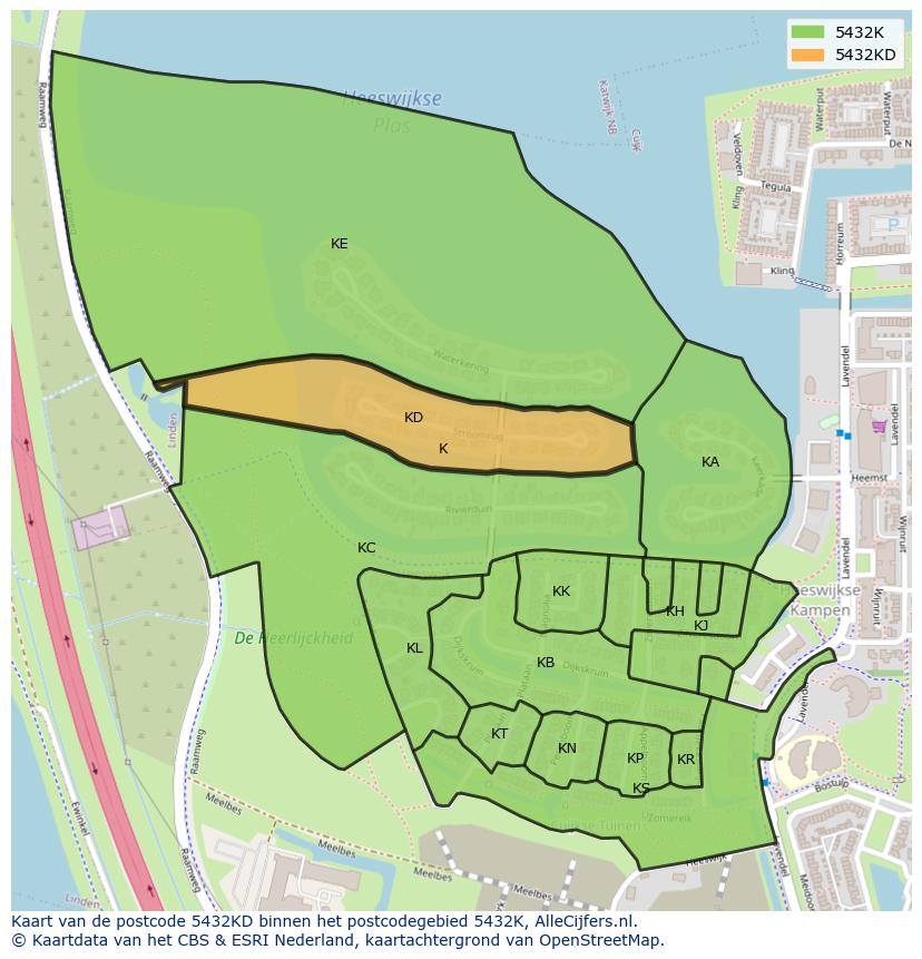 Afbeelding van het postcodegebied 5432 KD op de kaart.