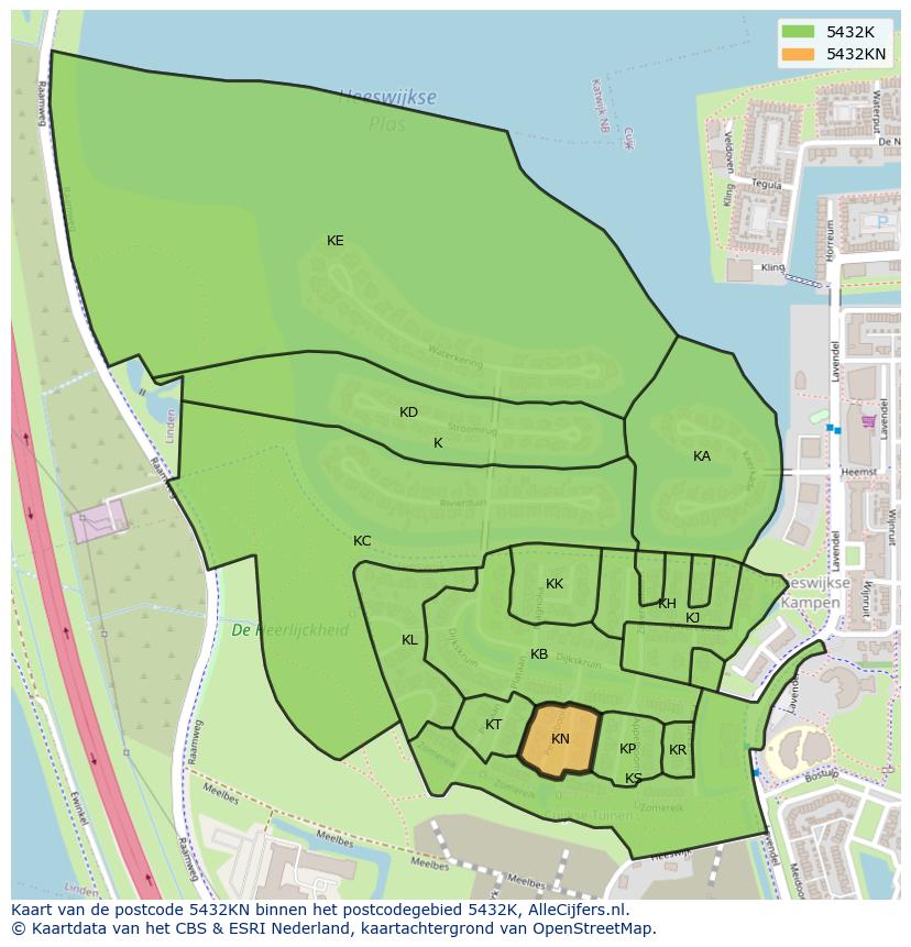 Afbeelding van het postcodegebied 5432 KN op de kaart.