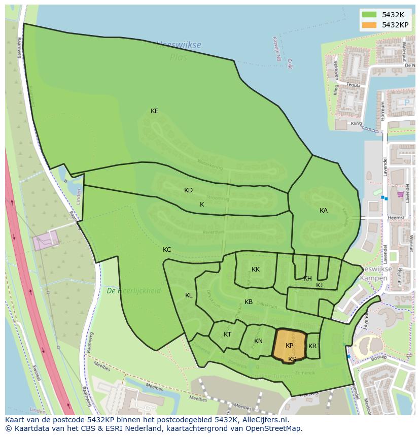 Afbeelding van het postcodegebied 5432 KP op de kaart.
