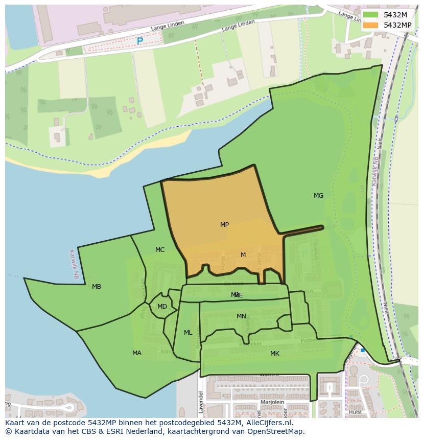 Afbeelding van het postcodegebied 5432 MP op de kaart.