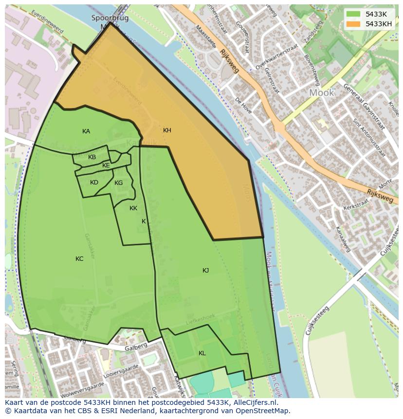 Afbeelding van het postcodegebied 5433 KH op de kaart.