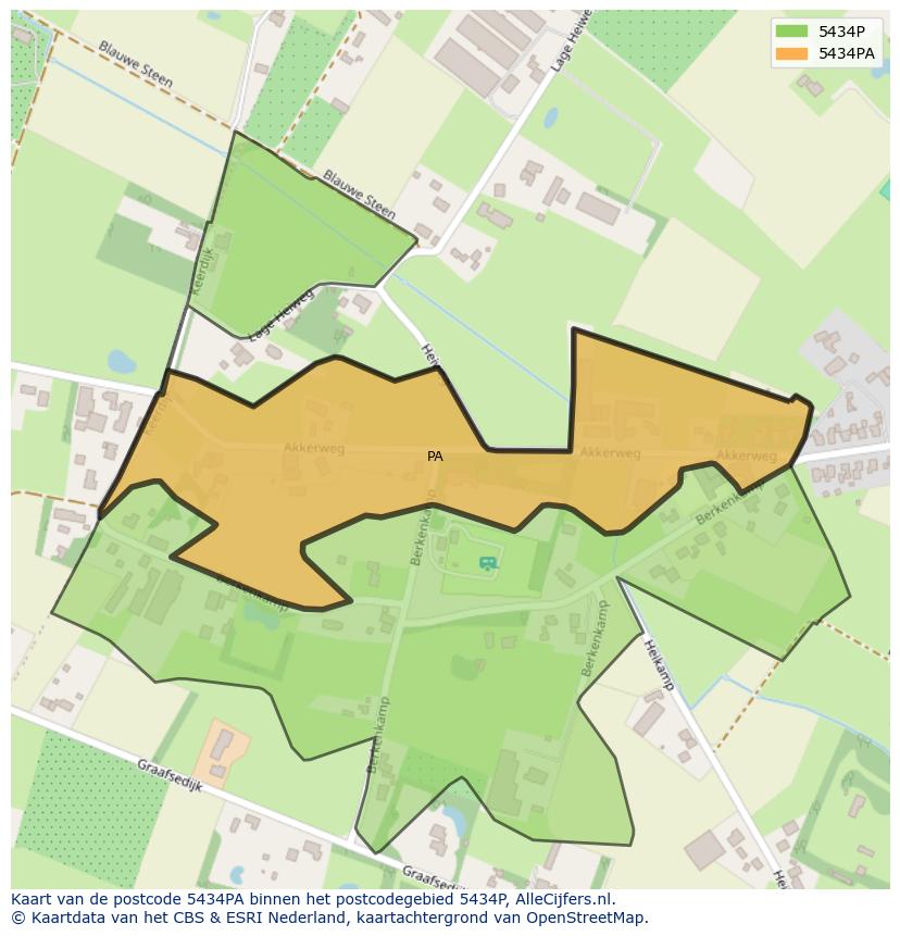 Afbeelding van het postcodegebied 5434 PA op de kaart.