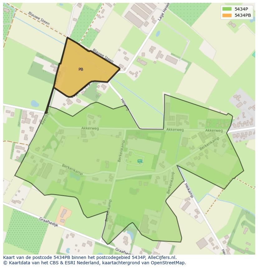 Afbeelding van het postcodegebied 5434 PB op de kaart.