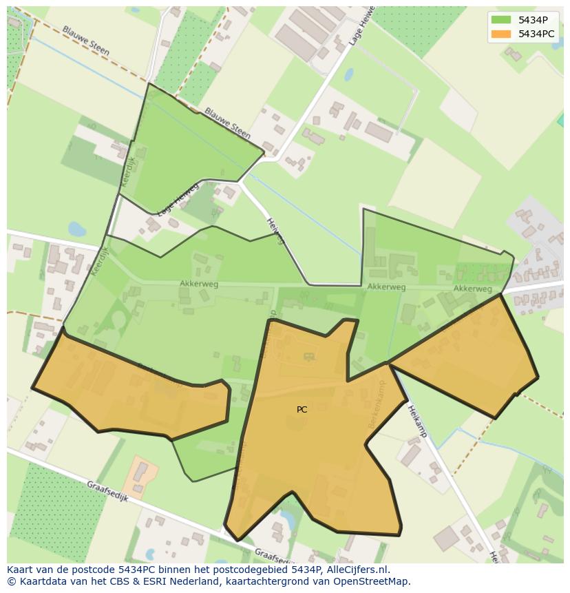 Afbeelding van het postcodegebied 5434 PC op de kaart.