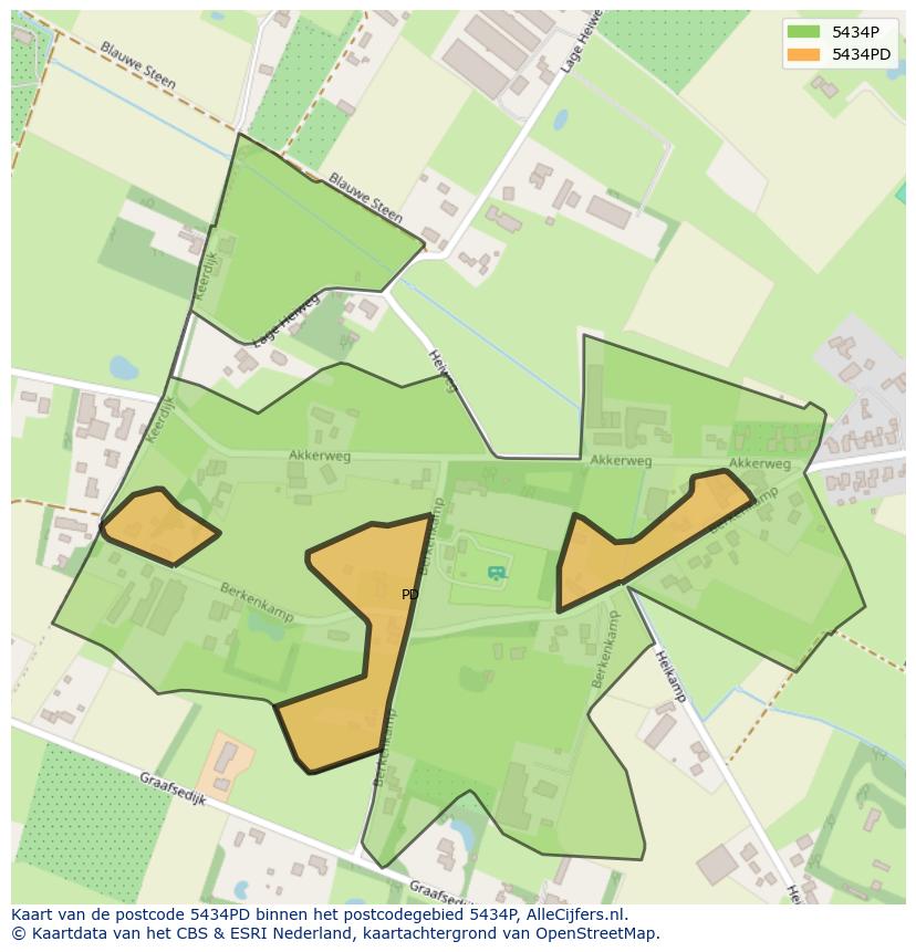 Afbeelding van het postcodegebied 5434 PD op de kaart.