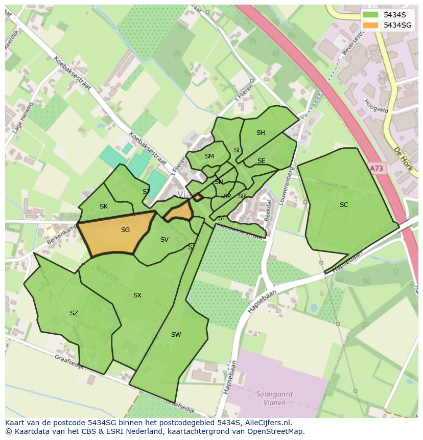 Afbeelding van het postcodegebied 5434 SG op de kaart.