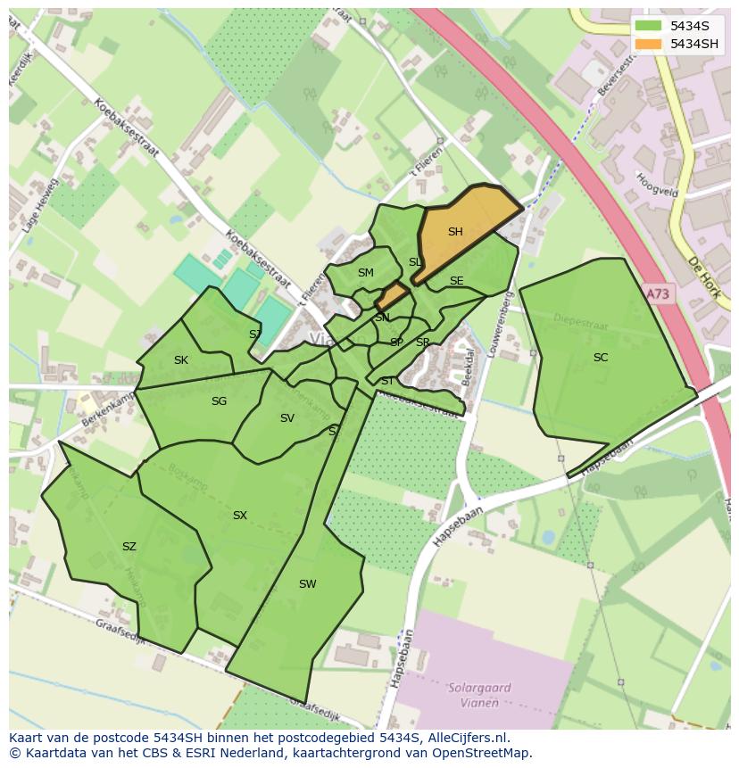 Afbeelding van het postcodegebied 5434 SH op de kaart.