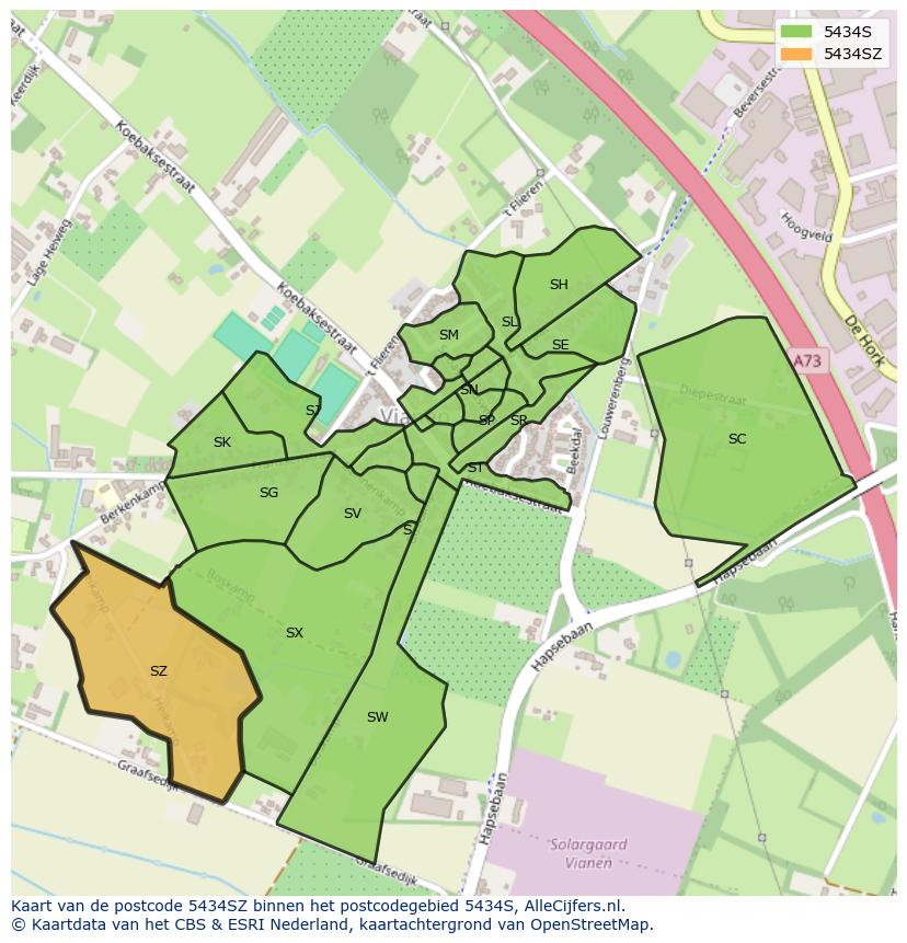 Afbeelding van het postcodegebied 5434 SZ op de kaart.